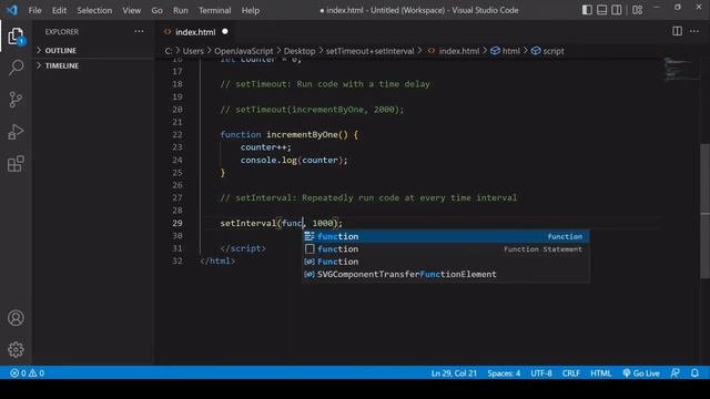setTimeout() and setInterval() – JavaScript Tutorial смотреть онлайн