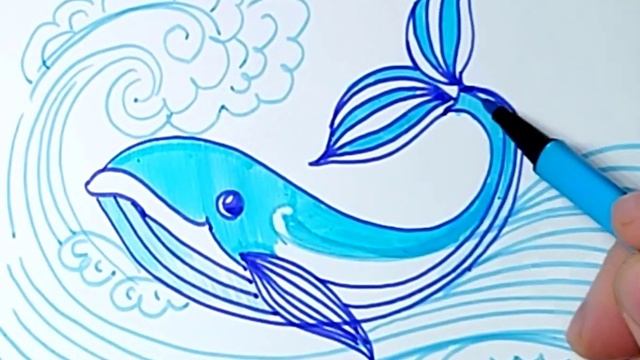 Как нарисовать китенка маркерами (фломастерами). смотреть онлайн