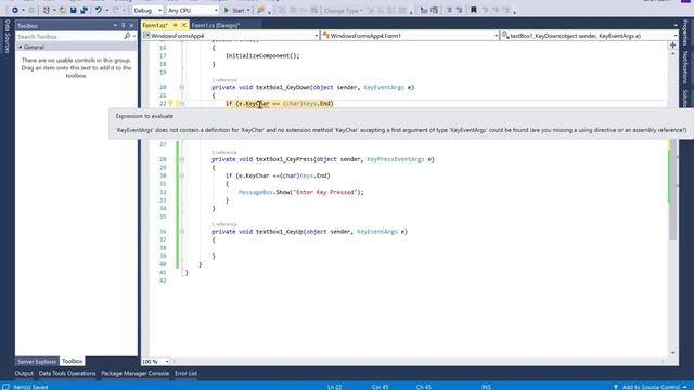 KeyPress, KeyDown And KeyUp Event In C#