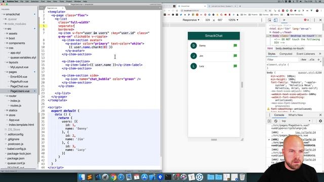 Quasar Framework: Vue.js Chat App (2/15) - with Vuex & Firebase (for Web, Mobile & Desktop) смотреть онлайн