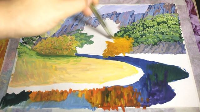 Как нарисовать ПОЭТАПНО пейзаж гуашью смотреть онлайн