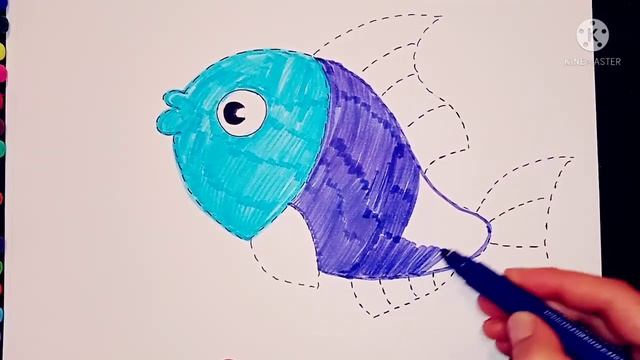 Fish drawing and coloring for kids | Как нарисовать рыбу для детей смотреть онлайн
