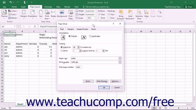 Excel 2016 Tutorial The Page Setup Dialog Box Microsoft Training Lesson смотреть онлайн