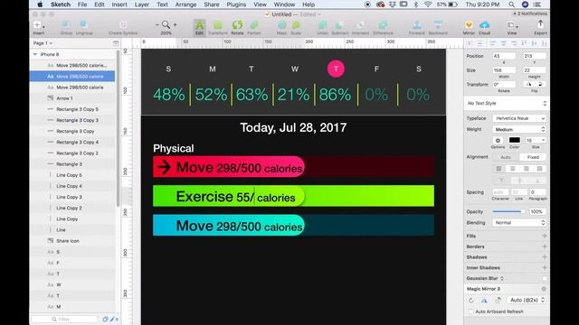 UI time-lapse in Sketch - Apple Activity App Redesign (iOS) - Sketchapp смотреть онлайн