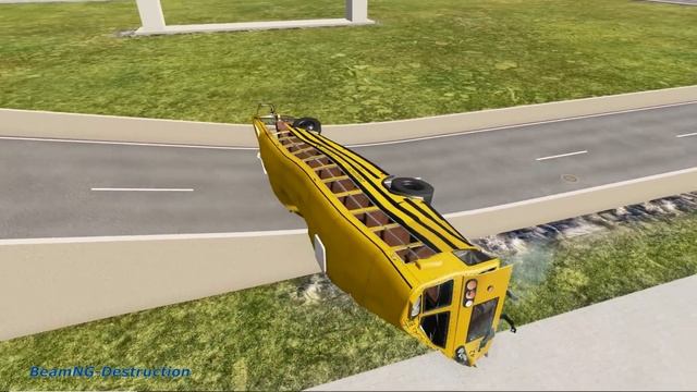 Cars vs Lava Pools Monster Truck, School Bus, Camionette – BeamNG.Drive смотреть онлайн