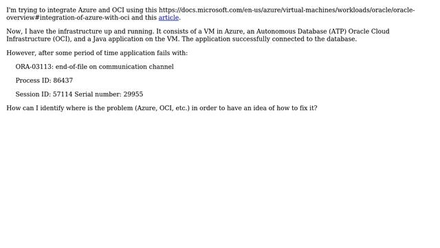 Integration of Azure with Oracle Cloud Infrastructure (OCI) ORA-03113: end-of-file on... смотреть онлайн