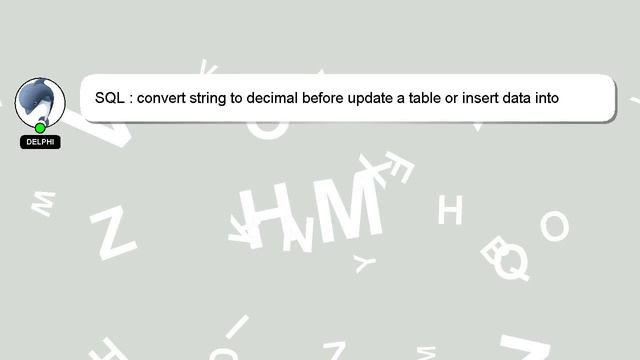 SQL : convert string to decimal before update a table or insert data into table смотреть онлайн
