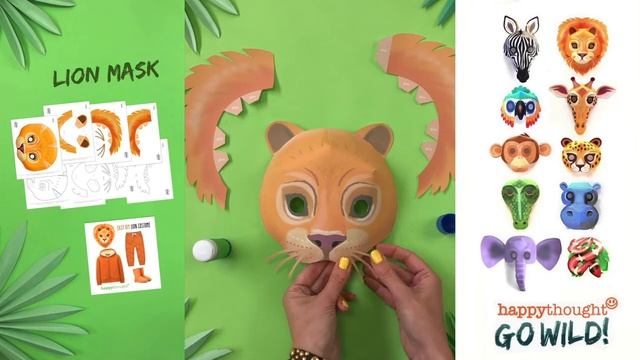 Roar! Make a 3D paper Lion mask. Instantly download an easy DIY Lion mask template from Happythough смотреть онлайн