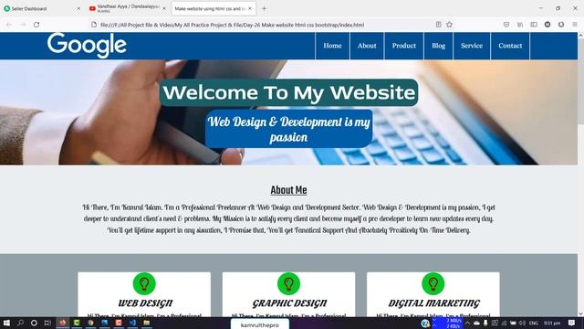 Making A Basic Website by Using HTML, CSS, Bootstrap and Google Font смотреть онлайн