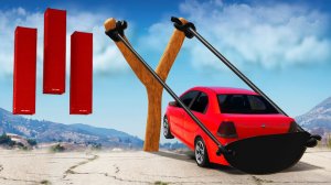 Что БУДЕТ если ЗАПУСТИТЬ машину с ПОМОЩЬЮ КАТАПУЛЬТЫ?! Мини игры в GTA 5!