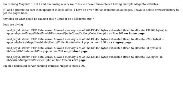 Magento: Magento 1.9.3.1 - Error 500 on products in cart if updated in admin смотреть онлайн