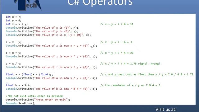 Using Operators in C# and Casting int to float смотреть онлайн