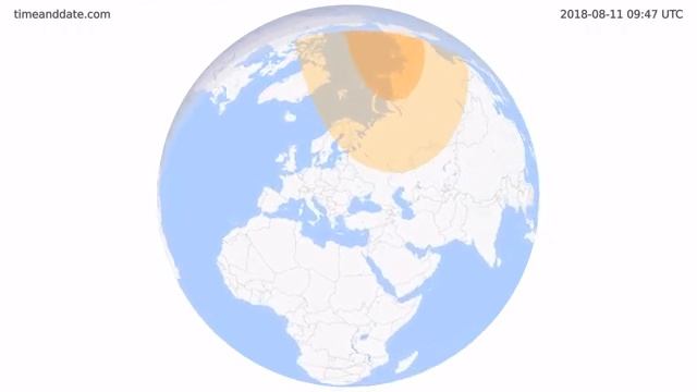 3D-модель солнечного затмения 11 августа 2018 года. смотреть онлайн