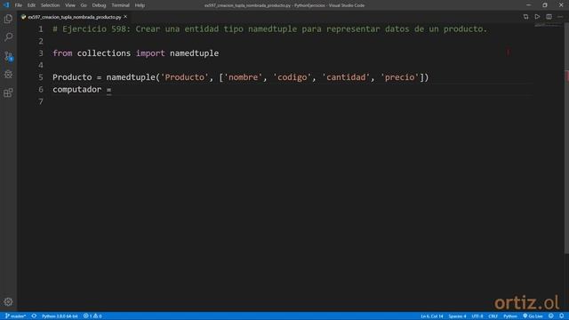 Python - Ejercicio 598: Crear una Entidad Tipo namedtuple para Representar los Datos de un Producto смотреть онлайн