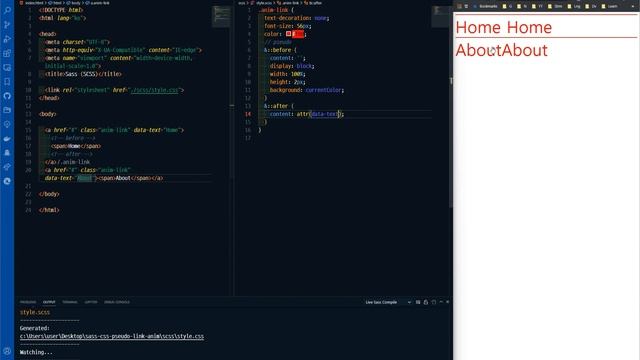 Sass (SCSS): CSS 가상요소(::before, ::after)를 이용한 링크 애니메이션 (Link Animation), attr(), currentColor смотреть онлайн