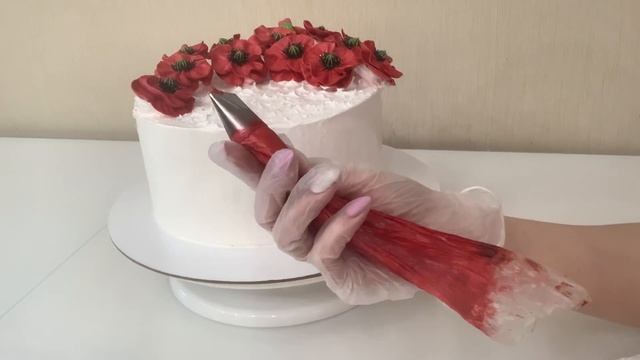 ❤️МАКИ из БЕЛКОВОГО Крема! Красивый торт! смотреть онлайн