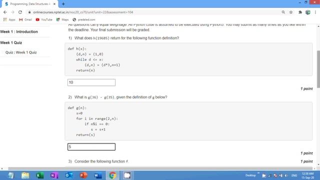 NPTEL: Programming , Data Structures and Algorithms Using Python Week 1 Quiz [Assignment 1 ] Answer смотреть онлайн