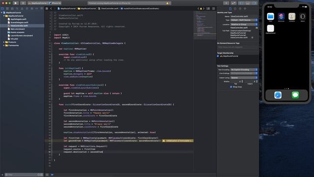 Рисуем маршрут на карте. Знакомство с MapKit. Применение Polyline. смотреть онлайн