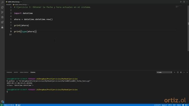 Python - Ejercicio 3: Obtener la Fecha y Hora Actuales del Sistema con el Módulo datetime смотреть онлайн