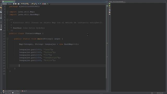 Java Ejercicio: 481 Iterar un Objeto de la Interfaz Map con el Método de Instancia entrySet() смотреть онлайн