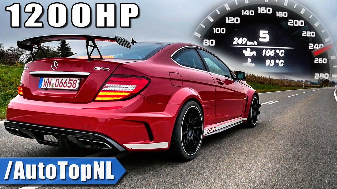 1200л.с Mercedes C6.3 AMG BLACK SERIES 0-250км/ч быстрая езда смотреть онлайн