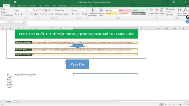 ỨNG DỤNG VBA EXCEL | COPY FILE TỪ THƯ MỤC GỐC SANG THƯ MỤC ĐÍCH смотреть онлайн