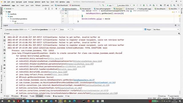 9. Using Retrofit to make network call and GsonFactory to parse the data смотреть онлайн