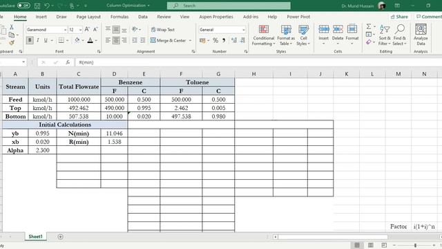 Distillation column optimization using a combination of Aspen and Excel - Lecture # 78 смотреть онлайн
