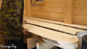 Полок в бане из бревна осины