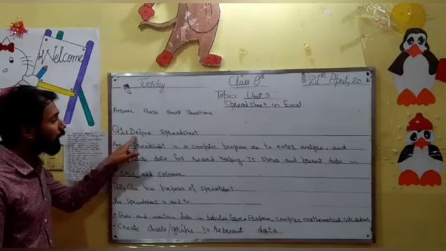 Class 8 Computer Unit 3 Spreadsheet In Excel