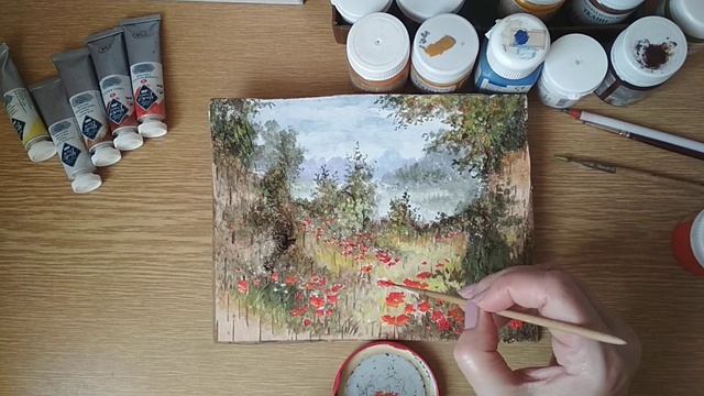 Маковое поле . Роспись по бересте. Ч 2. смотреть онлайн
