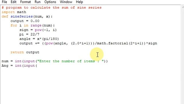 program to calculate the sum of sine series in python смотреть онлайн