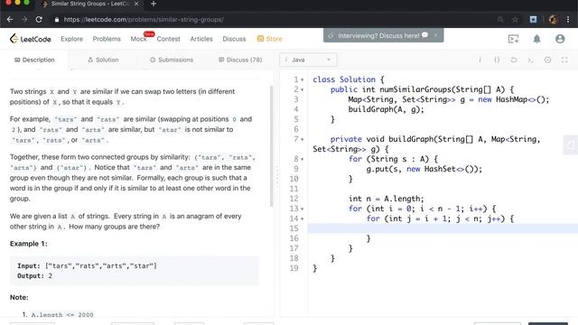 LeetCode 839. Similar String Groups Explanation and Solution смотреть онлайн
