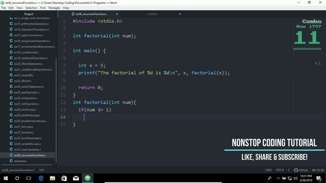 Recursive Function In C Learn Easiest Way To Learn Recursive Function Atom Editor In Windows 10 #38 смотреть онлайн
