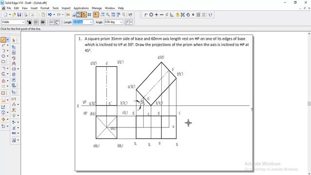 Projection of Solids 1st problem Engineering Graphics, projection of solids engineering drawing смотреть онлайн