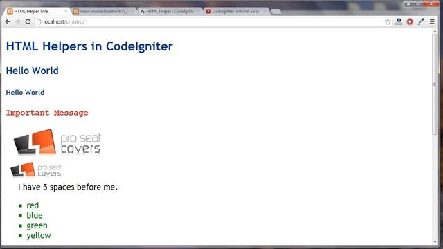 CodeIgniter Tutorial 6 - HTML Helper смотреть онлайн