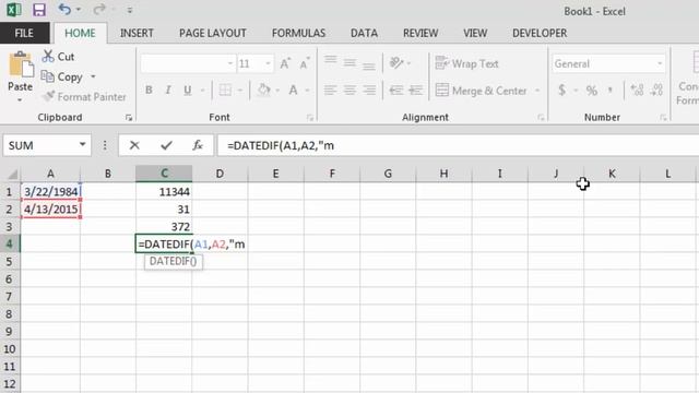 DATEDIF Function in MS Excel смотреть онлайн
