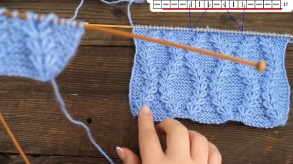 ? Узор «Венок из колосков» спицами ?