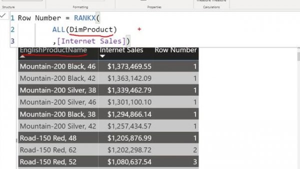Generating Row Number in Power BI Visualization Using DAX