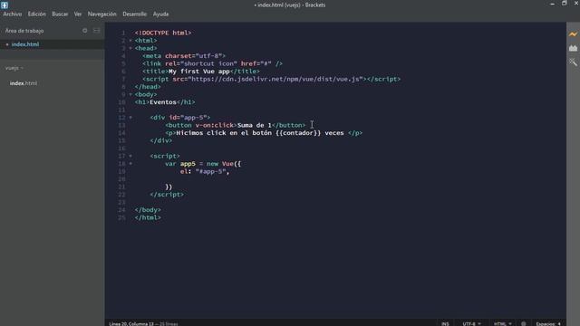 5 - Vue.JS desde cero - Eventos I - Introducción смотреть онлайн