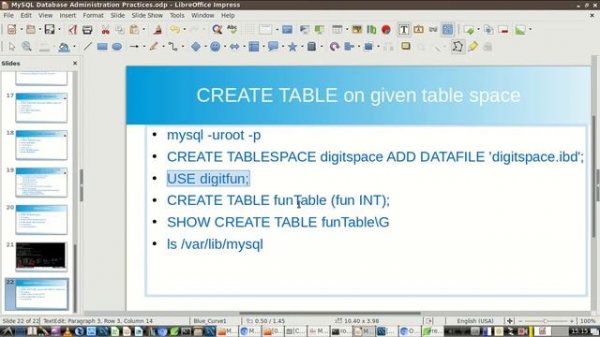 CREATE TABLE on given table space - MySQL Database Practices