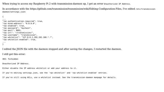 Raspberry Pi: Accessing transmission web interface not allowed (2 Solutions!!) смотреть онлайн