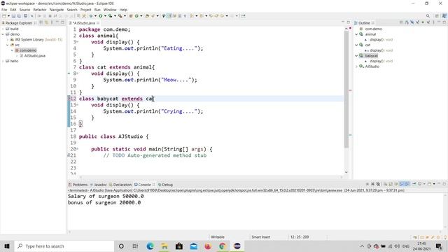 Java Multilevel Inheritance Program explained | Eclipse смотреть онлайн