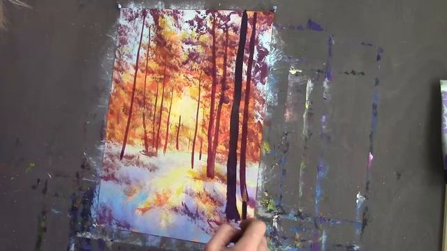 287 СОЛНЕЧНЫЙ ЗИМНИЙ ЛЕС РИСУЕМ КАРТИНУ ВМЕСТЕ С ХУДОЖНИКОМ В ДЕРЕВНЕ \ SUNNY FOREST Learn to draw смотреть онлайн