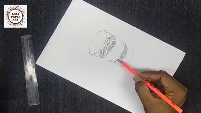 Water glass sketch in 3D | How to art 3D | glass with pencil смотреть онлайн