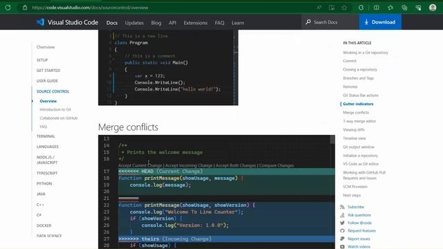Using Git source control in VS Code смотреть онлайн