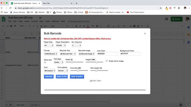 Barcode QRCode Bulk Generator Add on for Google Sheet смотреть онлайн
