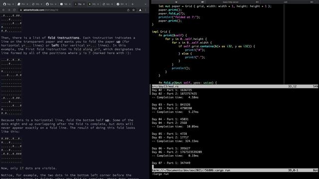 Advent of Code 2021 - Day 13 - Rustlang смотреть онлайн