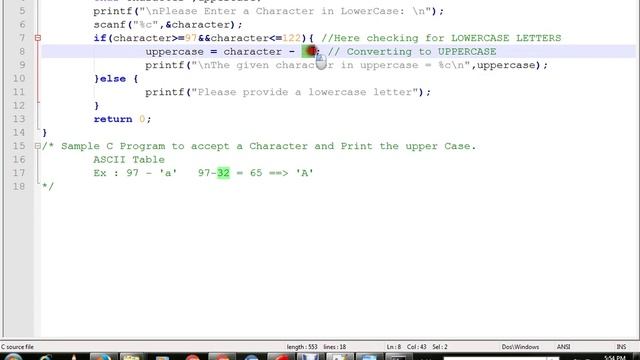C PROGRAM TO CONVERT LOWERCASE CHARACTER TO UPPERCASE CHARACTER смотреть онлайн