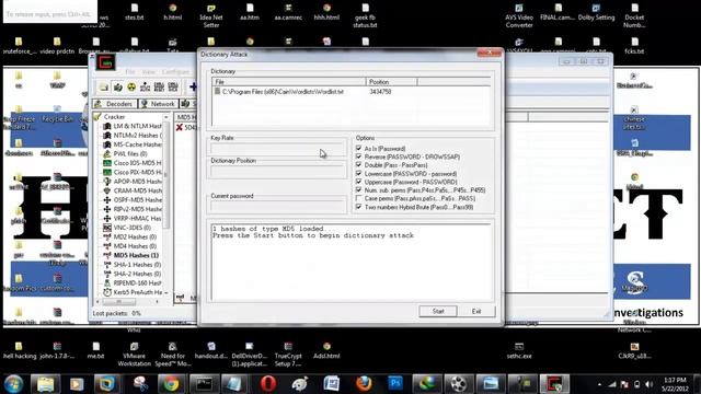 Chapter 16 Cracking MD5 Password Hashes with Dictionary and Bruteforce Attacks using Cain and Abe смотреть онлайн